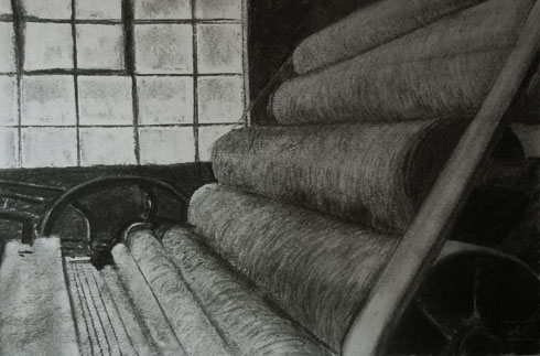 Carding, 2011 (charcoal on paper)