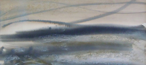 Skylines, 2009 (ink, varnish and oil on paper)