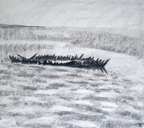 Wreck Drawing 3, 2008 (charcoal on paper)